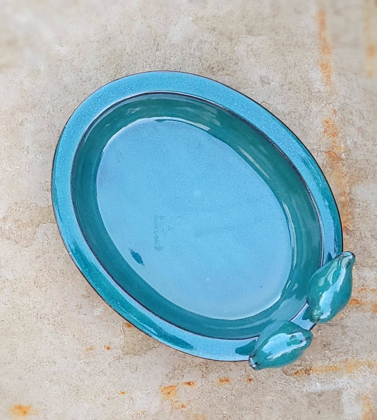 Vogelbad  Keramik oval petrol von Esschert Design