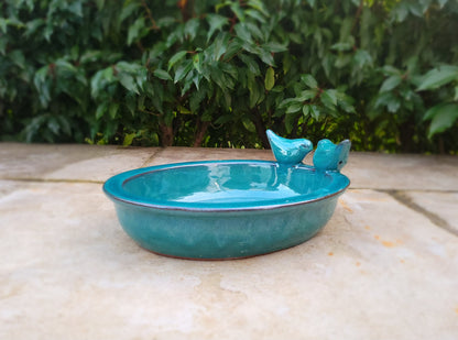 Vogelbad  Keramik oval petrol von Esschert Design